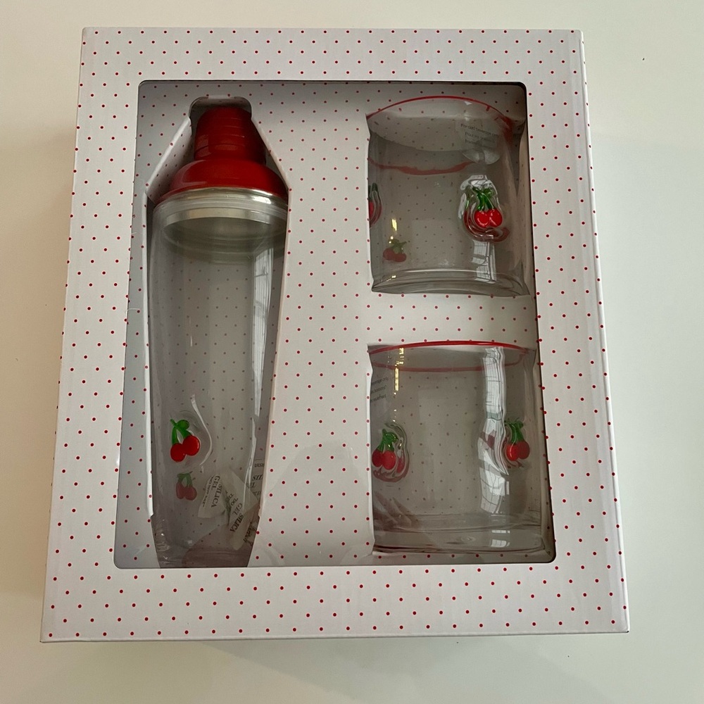 Cherry Cocktail Shaker and Glass Set